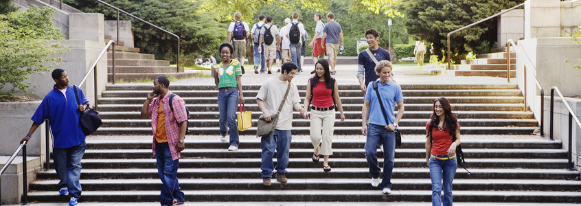 College students descending stairs graduate silhouette 2019 2020